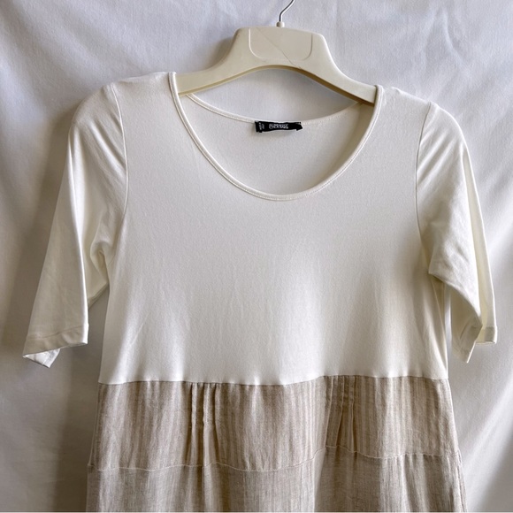 Alberto Cacciari Linen Beige Tan Dress. Size L. Made in Italy - Picture 3 of 12